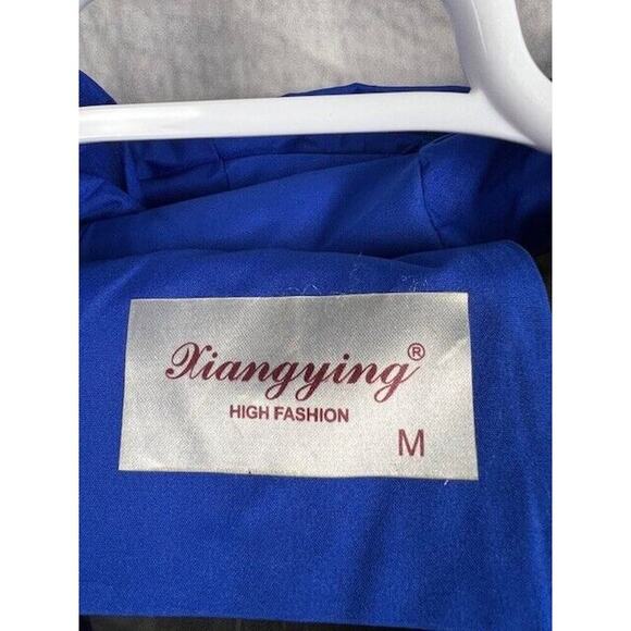 Womens Puffer Jacket Sz M Blue Lightweight Hoodie with Pull String Stretch Cuff - Picture 7 of 8